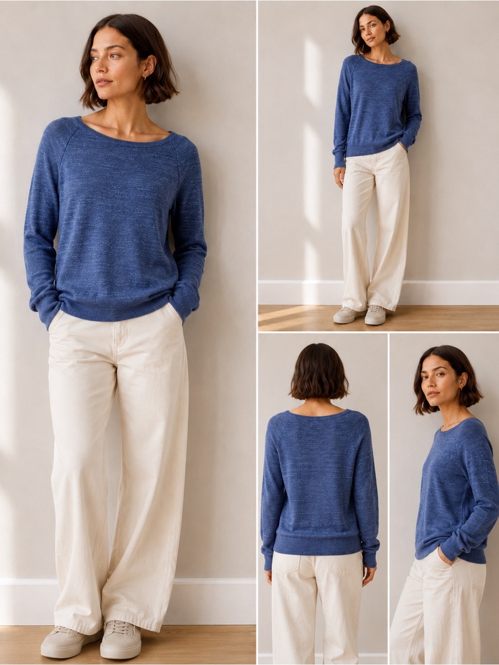 J.Crew Blue Cotton Boyfriend Sweater Women’s M/L Men’s Slim fit M